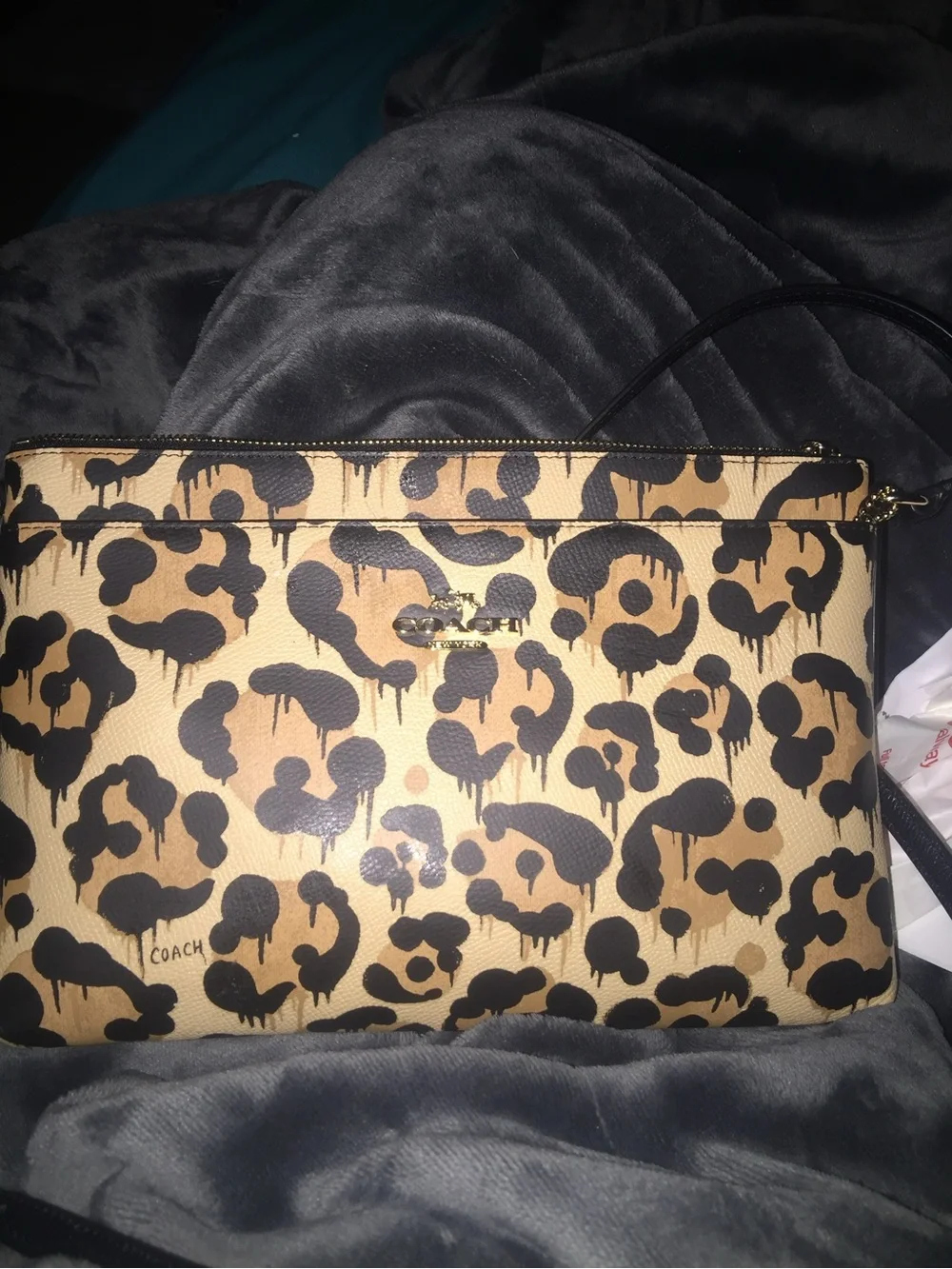 Coach Brown and Dark Brown Zebra-Print Leather Tote